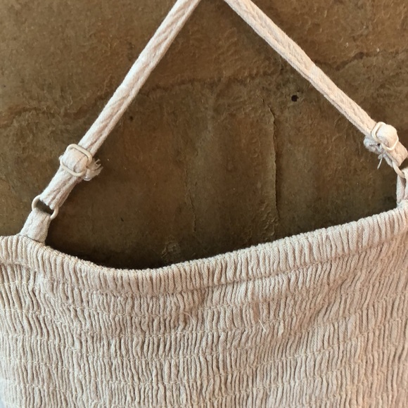 Maurice’s- retro bohemian cami top- beige cream, cross cross straps, gauze/lace - Picture 7 of 9